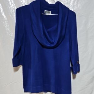 JM Collection Royal Blue Cowl Neck Sweater